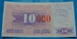BOSNIA & HERZEGOVINA 10,000 DINARA 1993 UNC. BIG RED ZEROS - Bosnië En Herzegovina