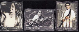 India MNH 2010, Set Of 3, Musicians, Music, Veenai Dhannamal, T N Rajarathinam, Thanjavr Balasaraswathi, Wonem, - Unused Stamps