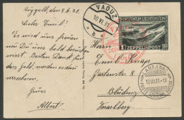 LIECHTENSTEIN, ZEPPELIN SET ON CARD AND COVER VFU USED - Luftpost