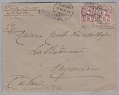Heimat NE CORNAUX Bahnwagenvermerk 1896-08-17 Ambulant N2/L14 Brief Nach Payerne - Covers & Documents