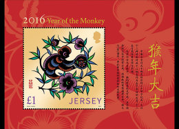 Jersey  2016  Jaar Vd Aap   Year Of The Monkey  M/s    Postfris/mnh/neuf - Nuovi