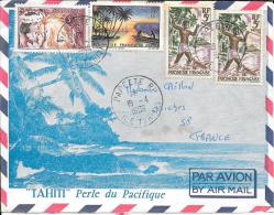 LETTRE ILLUSTREE.. TIMBRES MULTIPLE..PAPEETE R.P 1966  TBE. - Storia Postale