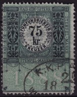 1888 Austria - Revenue / Tax Stamp - 75 Kr - Used - Fiscaux