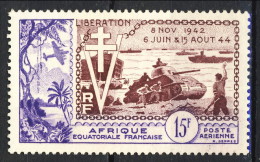 Afrique Equatoriale Française Posta Aerea 1954 Anniversaire De La Libération N. 57 MNH Catalogo € 9 - Ungebraucht