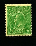 AUSTRALIA - 1915  KGV HEAD  1/2 D  GREEN  SINGLE CROWN WMK  MINT  SG 20 - Neufs