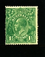 AUSTRALIA - 1923  KGV HEAD  1 1/2 D  GREEN  SINGLE CROWN  WMK  MINT  SG 61 - Ungebraucht