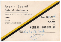 Carte De Membre - Avenir Saint Chinianais ( Saint - Chinian ) Rugby - 1964 - M. Clavel - Rugby