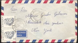 RE)1970 SPAIN, SAINT IDELFONSO, STRIP OF 2, CIRCULATED COVER TO USA, XF - Usados