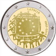 LETONIA  /  LATVIJA     2€ Bimetálica  2.015  2015   "30 Years Of The U.E. Flag"   SC/UNC   T-DL-11.477 - Lettland