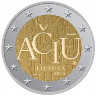 LITHUANIA  /  LIETUVA    2€ Bimetálica  2.015  2015   "ACIU"   SC/UNC   T-DL-11.479 - Litouwen