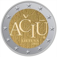 LITHUANIA  /  LIETUVA    2€ Bimetálica  2.015  2015   "ACIU"   SC/UNC   T-DL-11.479 - Litauen