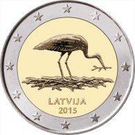 LETONIA  /  LATVIJA     2€ Bimetálica  2.015  2015   "La Cigüeña Negra - STORK"   SC/UNC   T-DL-11.480 - Lettland