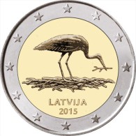 LETONIA  /  LATVIJA     2€ Bimetálica  2.015  2015   "La Cigüeña Negra - STORK"   SC/UNC   T-DL-11.480 - Lettonie