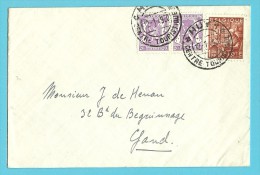 422+762 Op Brief Met Stempel HUY / CENTRE TOURISTIQUE - 1948 Export