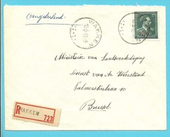 724T (-10%) Op Brief Aangetekend Met Stempel WAKKEN - 1946 -10%