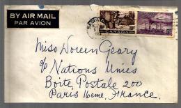 Canada Lettre By Air Mail CAD Saskatoon 1 ?-11-1951 - 1er Novembre ? - / 2 Tp Pour Mlle Geary ONU Paris - Briefe U. Dokumente