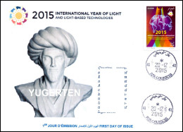 ALGHERIA 2015 FDC Rare Cancellation International Year Of Light Lumière Lichtes Luz Alhazen Ibn Al-Haytham Islam - Physics