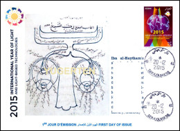 ALGHERIA 2015 FDC Rare Cancellation International Year Of Light Lumière Luce Luz Alhazen Ibn Al-Haytham Islam Optics - Physics