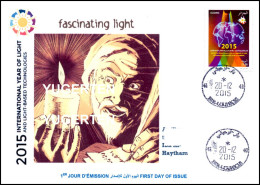 ALGHERIA 2015 FDC Rare Cancellation International Year Of Light Lumière Luce Luz Alhazen Ibn Al-Haytham Islam Optics - Physics