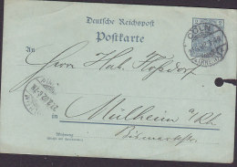 Germany Deutsche Reichspost 2 Pf. Germania CÖLN (Rhein) 1902 MÜLHEIM A. Rhein (2 Scans) - Postcards