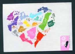 TAIWAN  -  Stylised Regional Map  Used Postcard As Scans - Taiwan