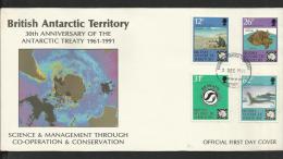 Antarctique Britanique FDC 2.12.1991 30 ème Anniversaire Du Traité  Britsh Antarctic Territory 1 - Expediciones Antárticas