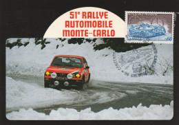 FRANCE  CARTE MAXIMUM   RALLYE AUTOMOBILE  MONTE CARLO  N° 1761 - 1980-1989