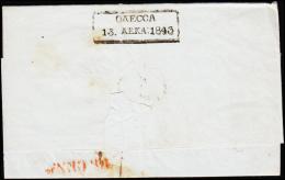 1843. ODESSA 13 OCT 1843. To Genova, Italien. Portostempel 10 CEN. + LT. Scarce Cover. (Michel: ) - JF190464 - ...-1857 Préphilatélie