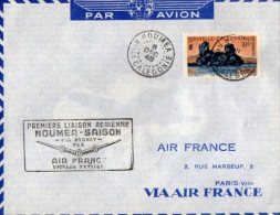 TB 894 - Lettre -  Poste Aérienne - Première Liaison Aérienne NOUMEA - SAIGON Via SYDNEY Pour PARIS - Storia Postale