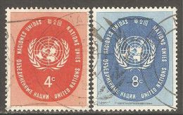 UN / New York 1958 Mi# 70-71 Used - UN Seal - Gebraucht