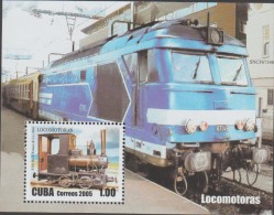 O) 2005 CUBA-CARIBE, LOCOMOTIVE 1884  STEAM TRAIN, SOUVENIR MNH - Unused Stamps