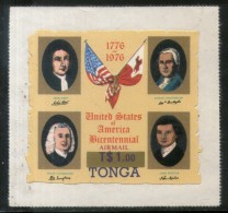 Tonga 1976 $1.00 American Bicentennial Surcharge Sc C237 Odd Shaped Die Cut MNH # 3555 - Tonga (1970-...)