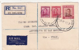 ST. Helliers To Repubblica Di San Marino, Cover Raccomandata Par Avion Via Italia, Al Retro Amb. Roma Ancona 1951 - Covers & Documents