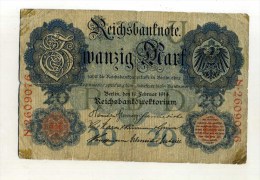 - ALLEMAGNE EMPIRE . BILLET 20 M. 1914 . - 20 Mark