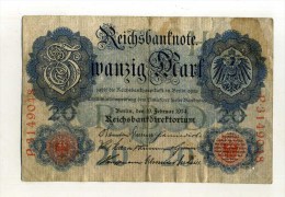 - ALLEMAGNE EMPIRE . BILLET 20 M. 1914 . - 20 Mark