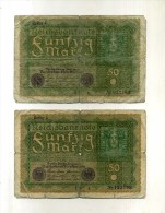 -ALLEMAGNE 1918/33 . LOT DE 2 BILLETS  50 M. 1919 - 50 Mark