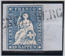 Heimat OW Engelberg 186? Blau Lang-O Auf 10Rp. Strubel - Used Stamps