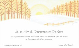 Ancienne Carte De Visite De M. Et Mme C. Depessemier De Leye, Champs Fleuris, Le Roeulx (vers 1980) - Cartes De Visite