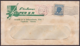 FM-34 CUBA FRANQUEO MECANICO 1954. LA HABANA. PERMISO 364. SOBRE ILUSTRADO PINTURAS KLIPER SA. - Cartas & Documentos