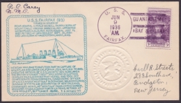 NA-44 CUBA. 1936. GUANTANAMO MILITAR STATION. SHIP USS FAIRFAX COVER TO US - Covers & Documents