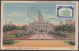 TMA-22 CUBA 1952. TARJETA MAXIMA FDC 50 ANIV DE LA REPUBLICA. PALACIO PRESIDENCIAL. PRESIDENTIAL PALACE. - Maximum Cards