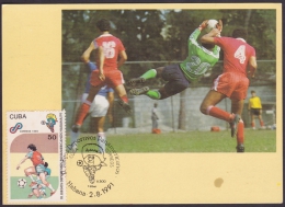 TMA-34 CUBA 1991. TARJETA MAXIMA JUEGOS PANAMERICANOS. FUTBOL SOCCER FOTBALL - Maximum Cards