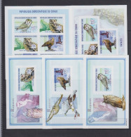 République Démocratique Du Congo - 2160/2162 (2X) + BL257/259 + BL260 - Oiseaux De Proie - Non Dentelé - 2003 - MNH - Nuovi