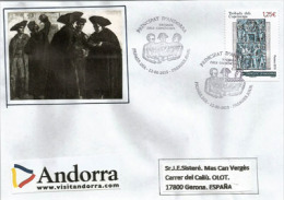 Coprínceps Andorra. Histoire Des Rencontres Des Deux Co-Princes (Français Et Espagnol) . FDC 2015, Adressé En Espagne - Lettres & Documents