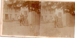 Stereofoto - Familie Mit Kind Auf Fahrrad - Unbekannt Ca 1880 - Stereoscopes - Side-by-side Viewers