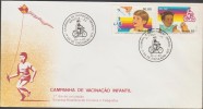 O) 1980 BRAZIL, CHILD VACCINATION, KITE - BICYCLE, FDC XF - FDC