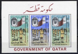 1965 QATAR Scouts Souvenir Sheets Perforated Overprint New Value  MNH - Qatar