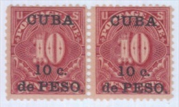 1899-109 CUBA US OCCUPATION. 1899. Ed.4. 10c POSTAGE DUE PAIR. LEVES MANCHAS - Unused Stamps