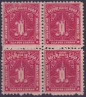 1914-69 CUBA. REPUBLICA. 1914. 1c TASA POR COBRAR. POSTAGE DUE. Ed.5. BLOCK 4. - Neufs