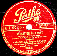 78 Trs 30 Cm état TB André BAUGE  INVOCATION DE FAUST Avant De Quitter Ces Lieux  LE BARBIER DE SEVILLE Air De Figaro - 78 T - Disques Pour Gramophone